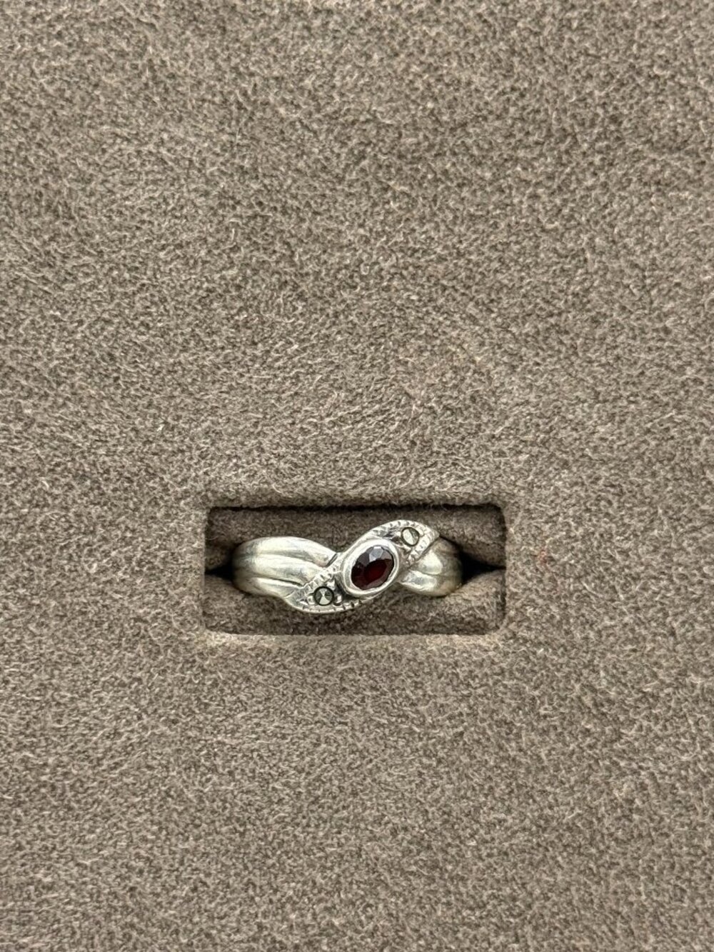 sterling silver garnet art deco ring